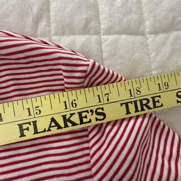 clothes Shirt Womens Medium Red White Striped Button Front V-Neck Retro Preppy - Picture 12 of 12